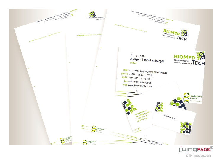 Visitenkarten und Briefbogen Biomedtech
